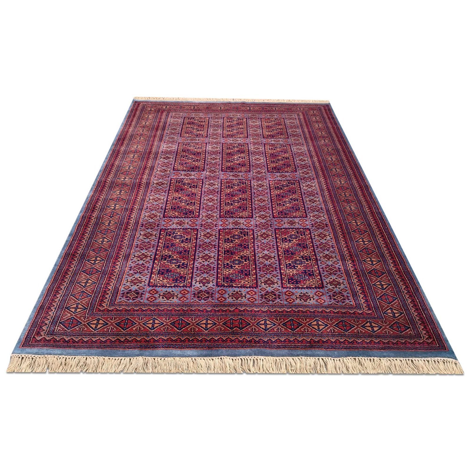 6x9 Feet Hand Knotted Blue Wool Carpet - Image 2