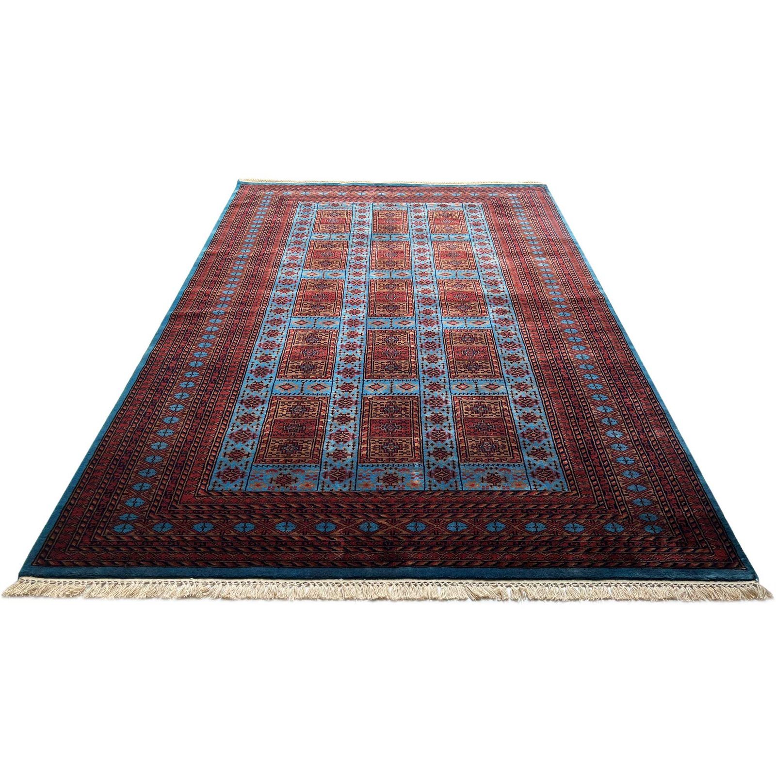6x9 ft Hand Knotted Woolen Carpet Dubba Blue - Image 5