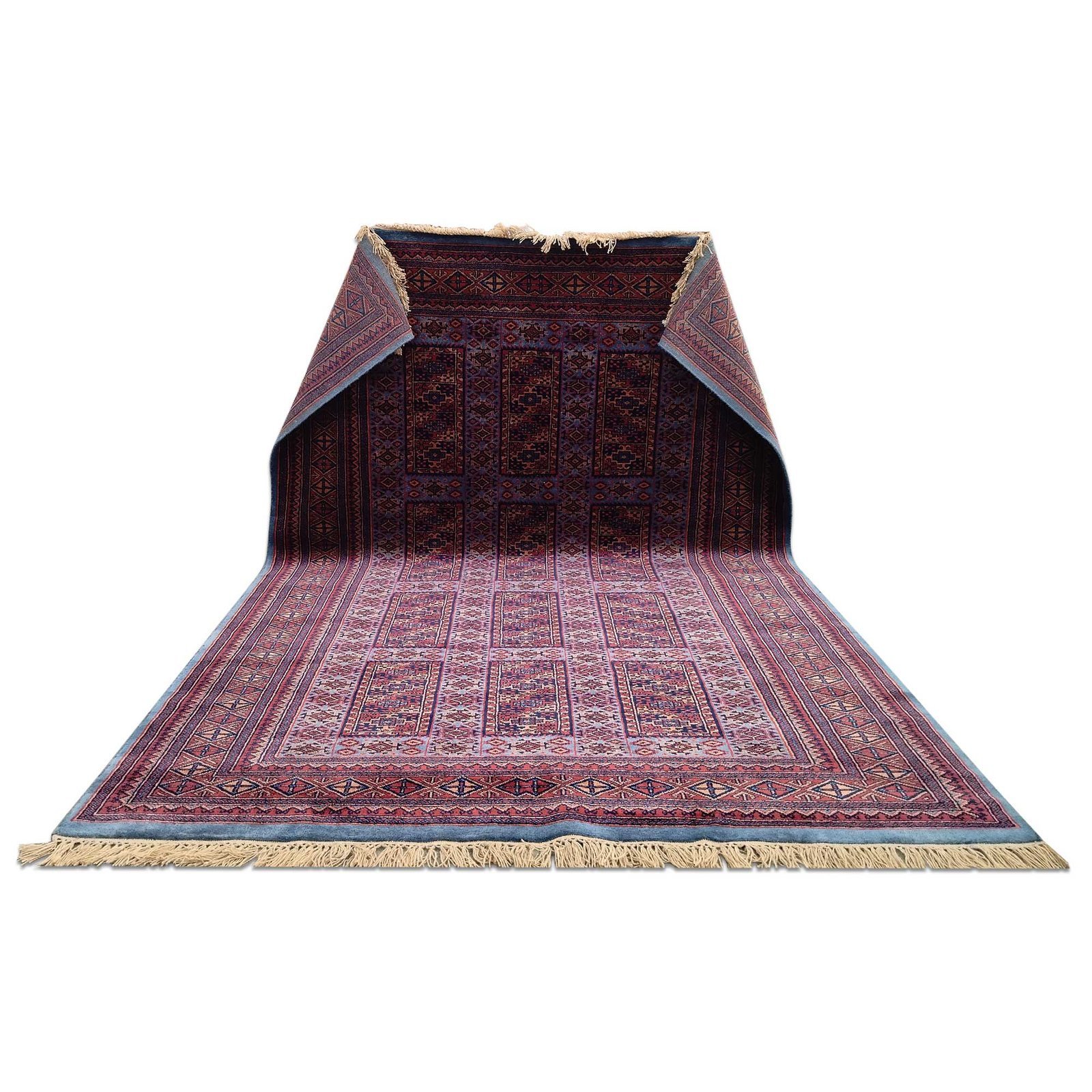 6x9 Feet Hand Knotted Blue Wool Carpet - Image 4