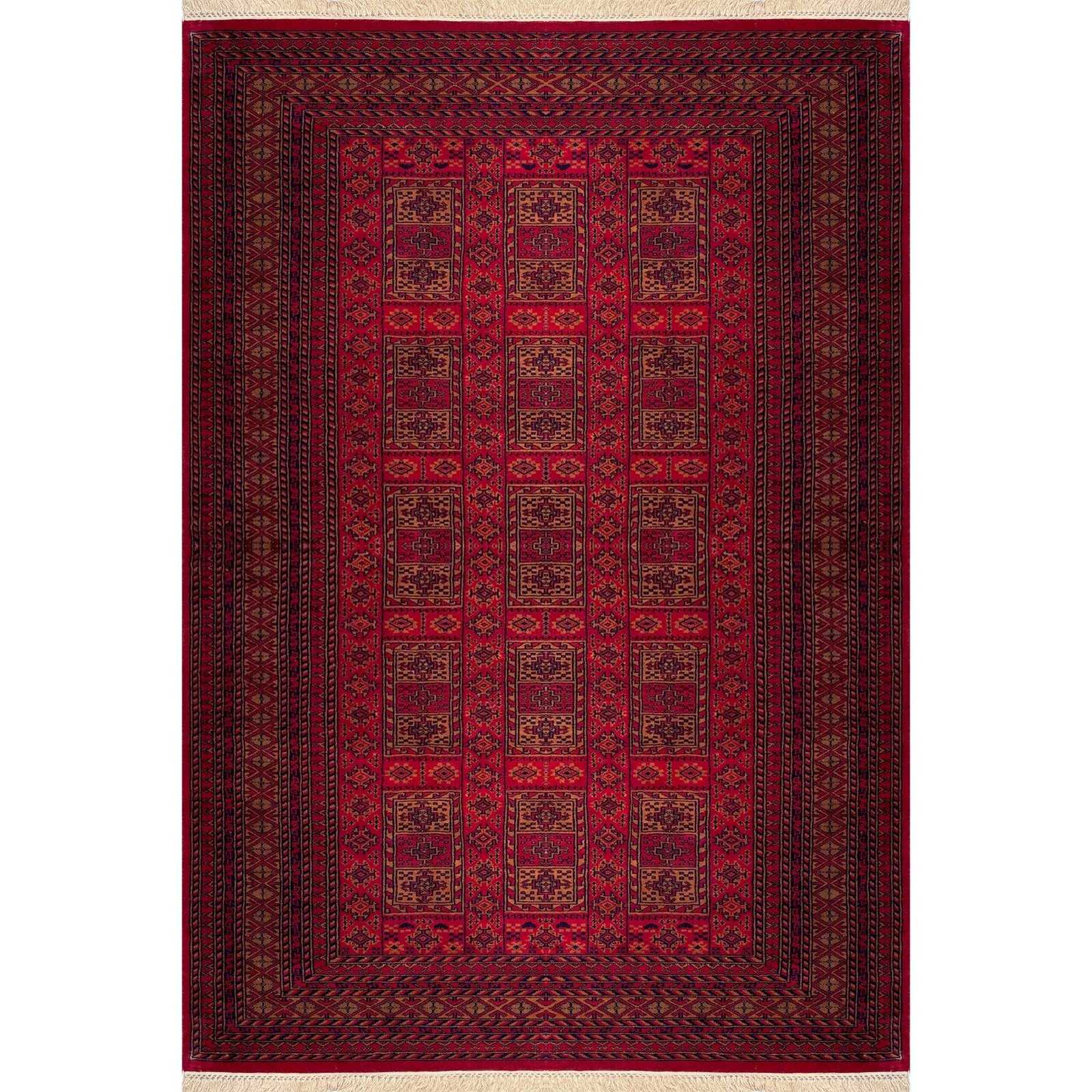 6x9 ft Hand Knotted Woolen Carpet Red Dubba