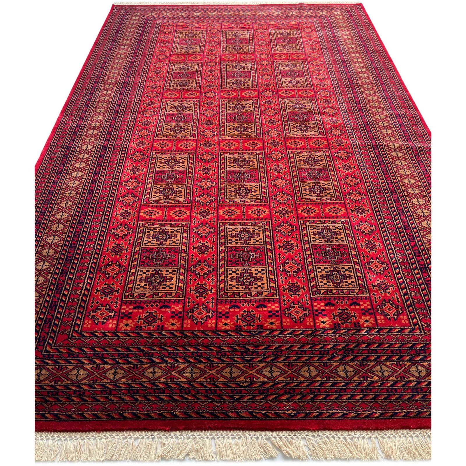 6x9 ft Hand Knotted Woolen Carpet Red Dubba - Image 6