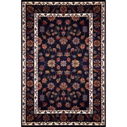 6x9 Handmade Hand Knotted Wool Carpet Floral Black