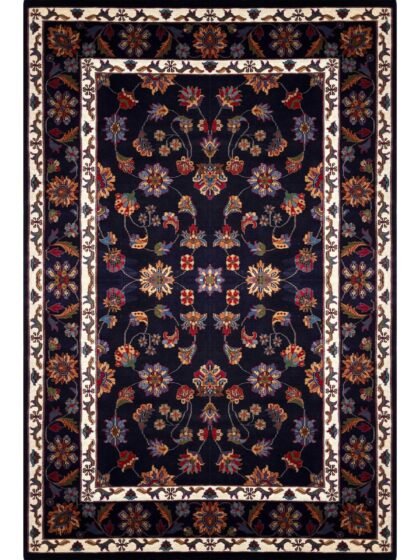 6x9 Handmade Hand Knotted Wool Carpet Floral Black