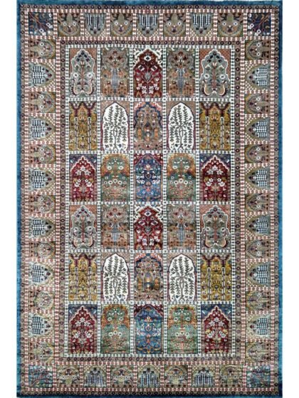 6x9 Feet Hand Knotted Blue Bamboo Silk Carpet Hamadan