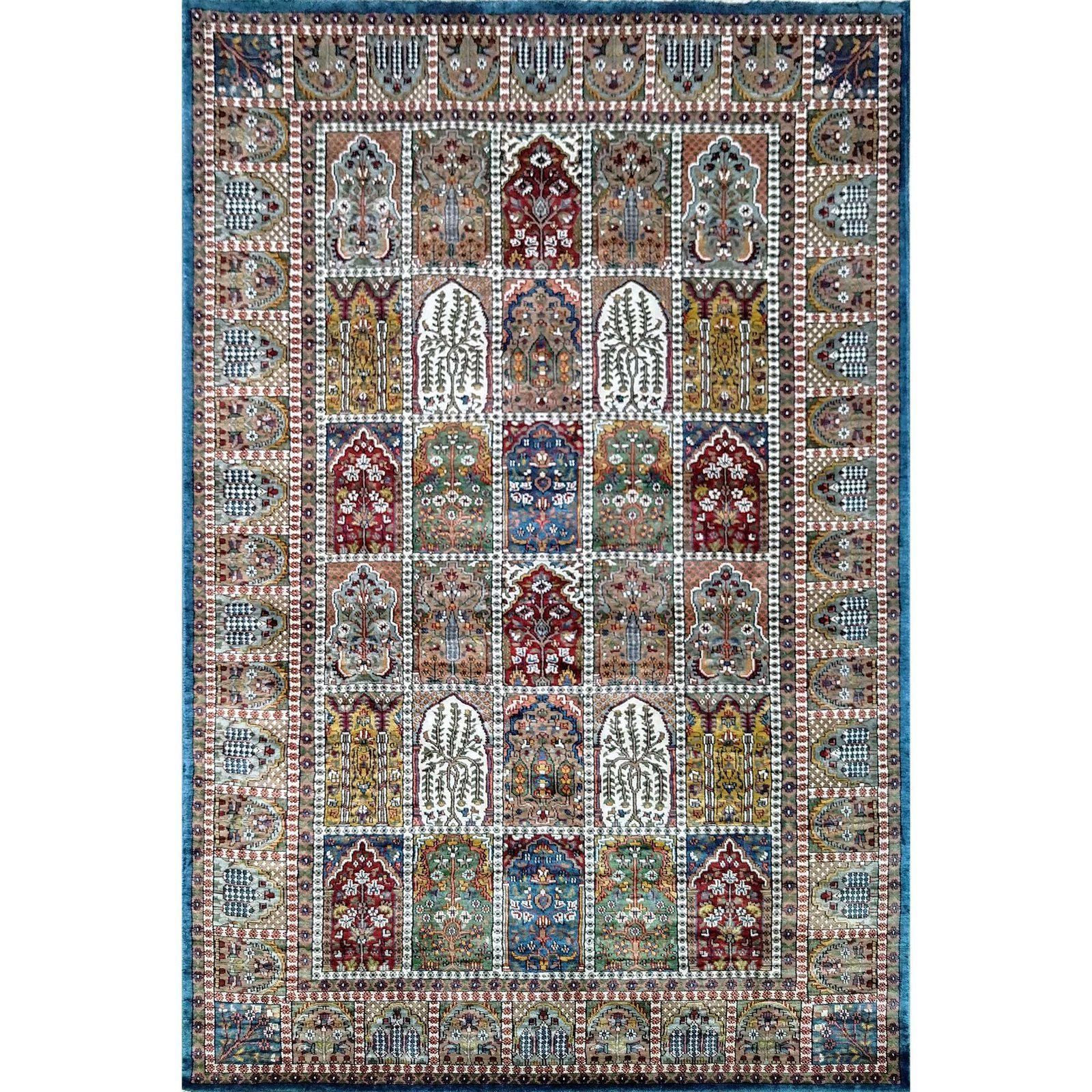 6x9 Feet Hand Knotted Blue Bamboo Silk Carpet Hamadan