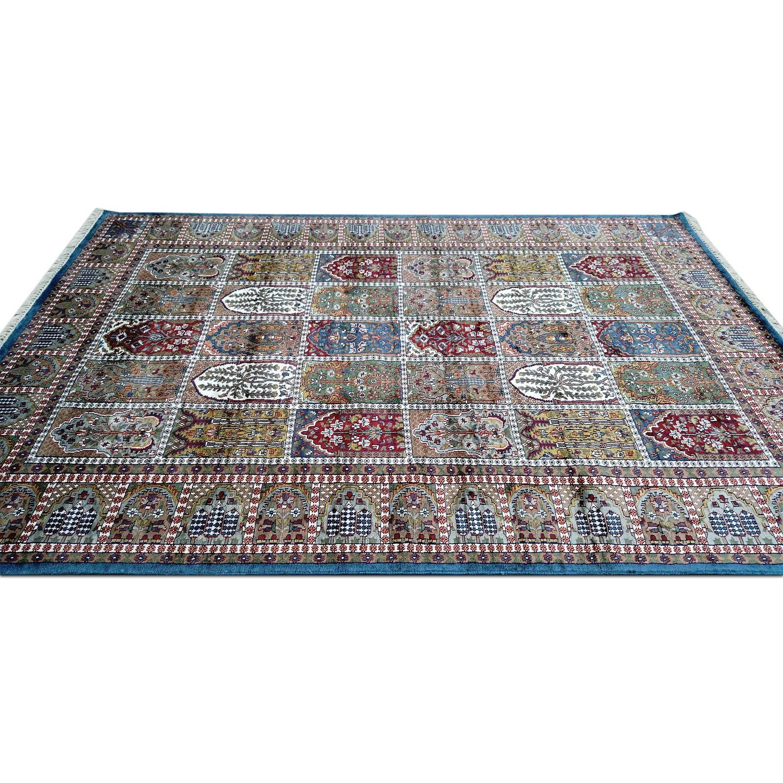 6x9 Feet Hand Knotted Blue Bamboo Silk Carpet Hamadan - Image 3