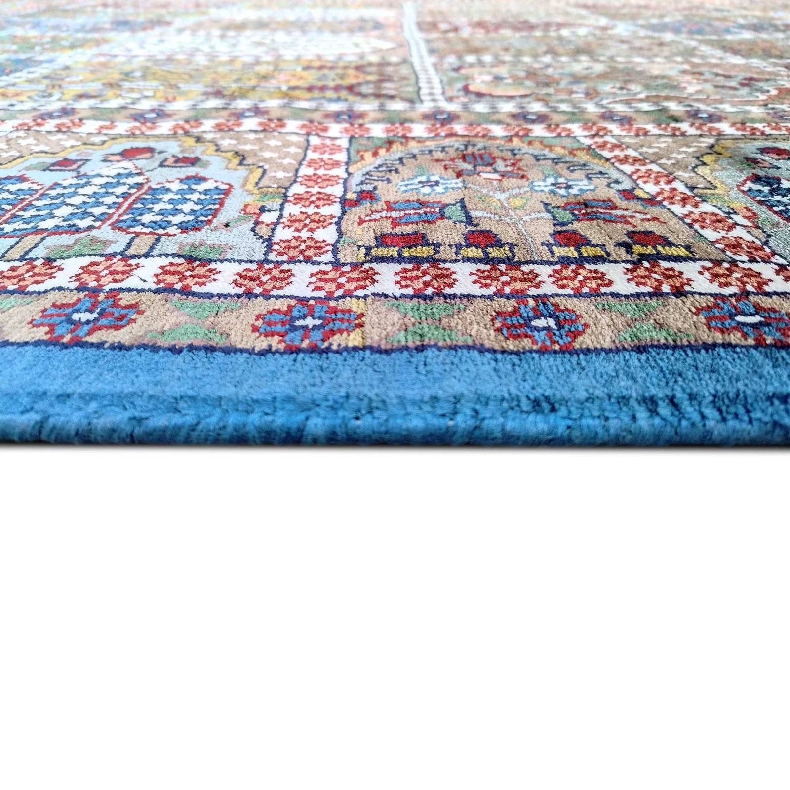 6x9 Feet Hand Knotted Blue Bamboo Silk Carpet Hamadan - Image 5