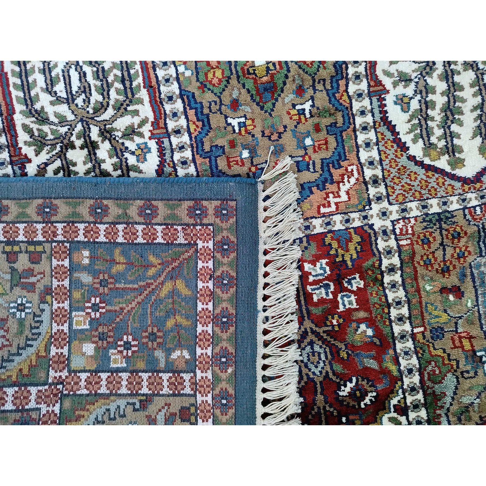 6x9 Feet Hand Knotted Blue Bamboo Silk Carpet Hamadan - Image 6