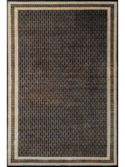 6x9 Feet Black Hand Knotted Wool Carpet