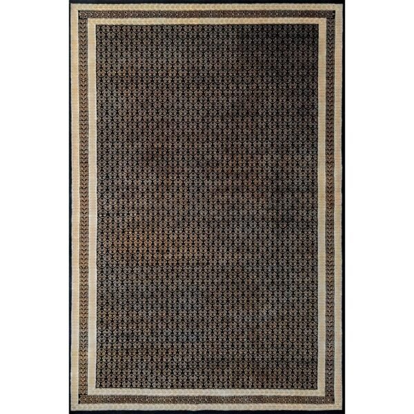6x9 Feet Black Hand Knotted Wool Carpet