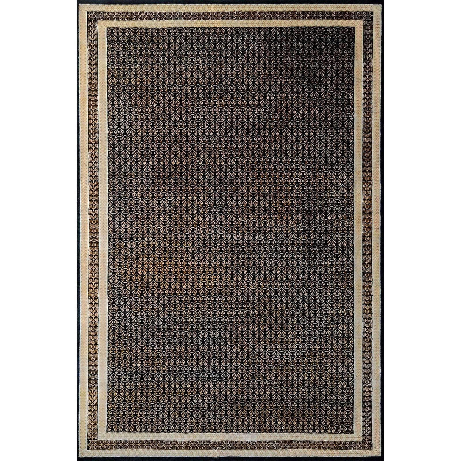 6x9 Feet Black Hand Knotted Wool Carpet