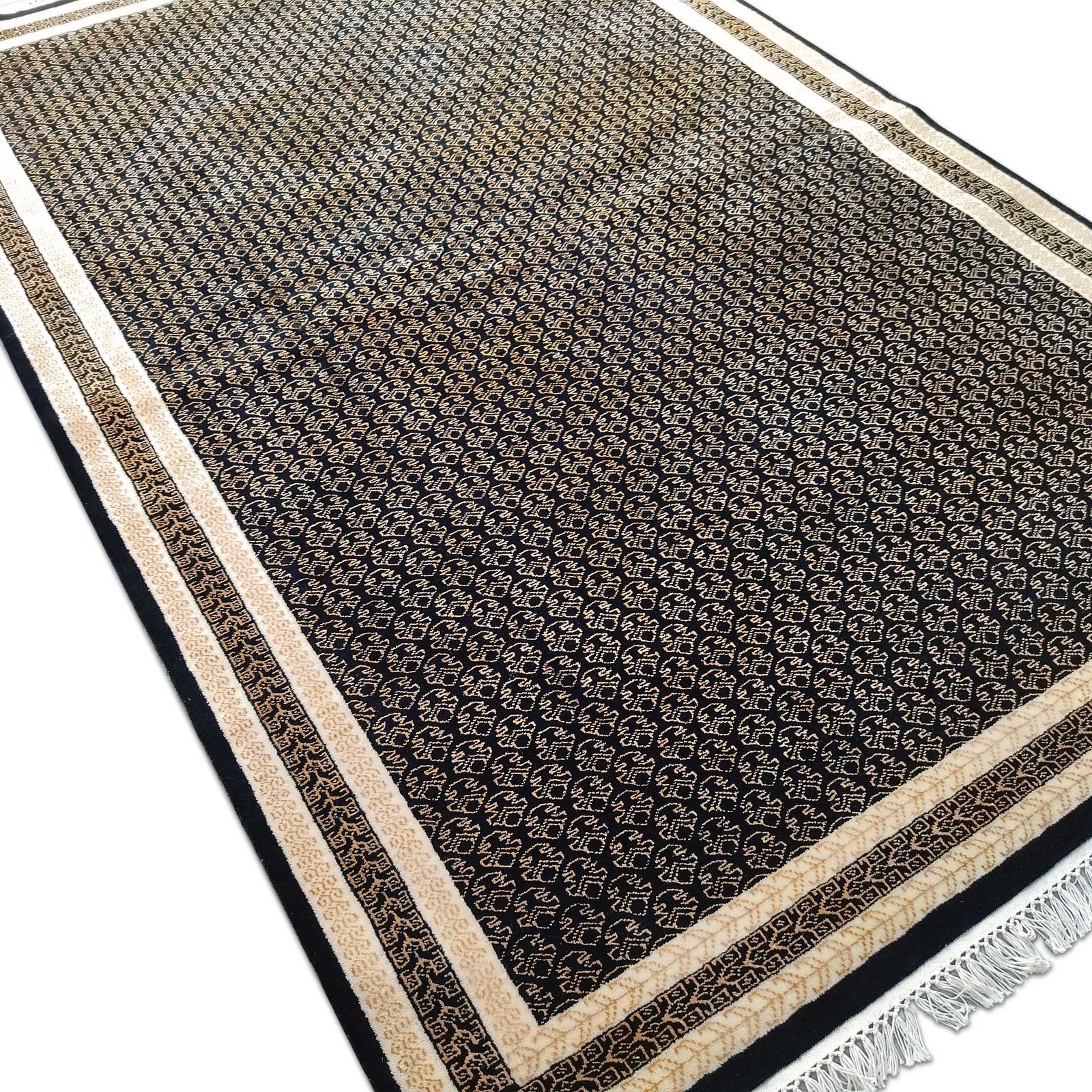 6x9 Feet Black Hand Knotted Wool Carpet - Image 4