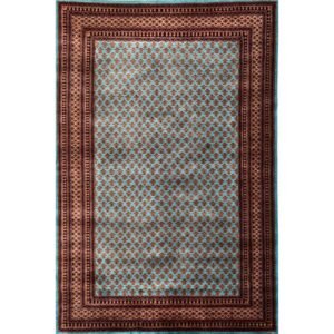 6x9 Feet Turquoise Hand Knotted Wool Carpet Lichi