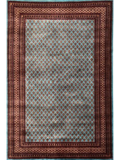 6x9 Feet Turquoise Hand Knotted Wool Carpet Lichi