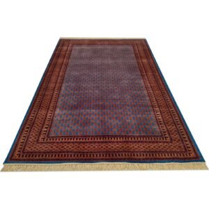 6x9 ft Blue Hand Knotted Wool Carpet