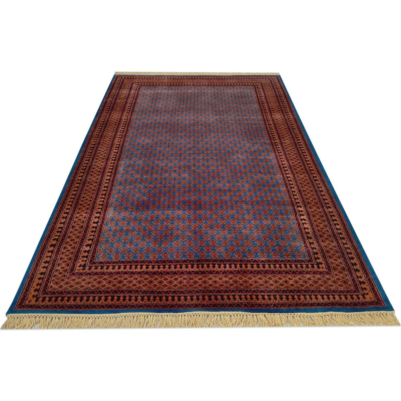6x9 ft Blue Hand Knotted Wool Carpet