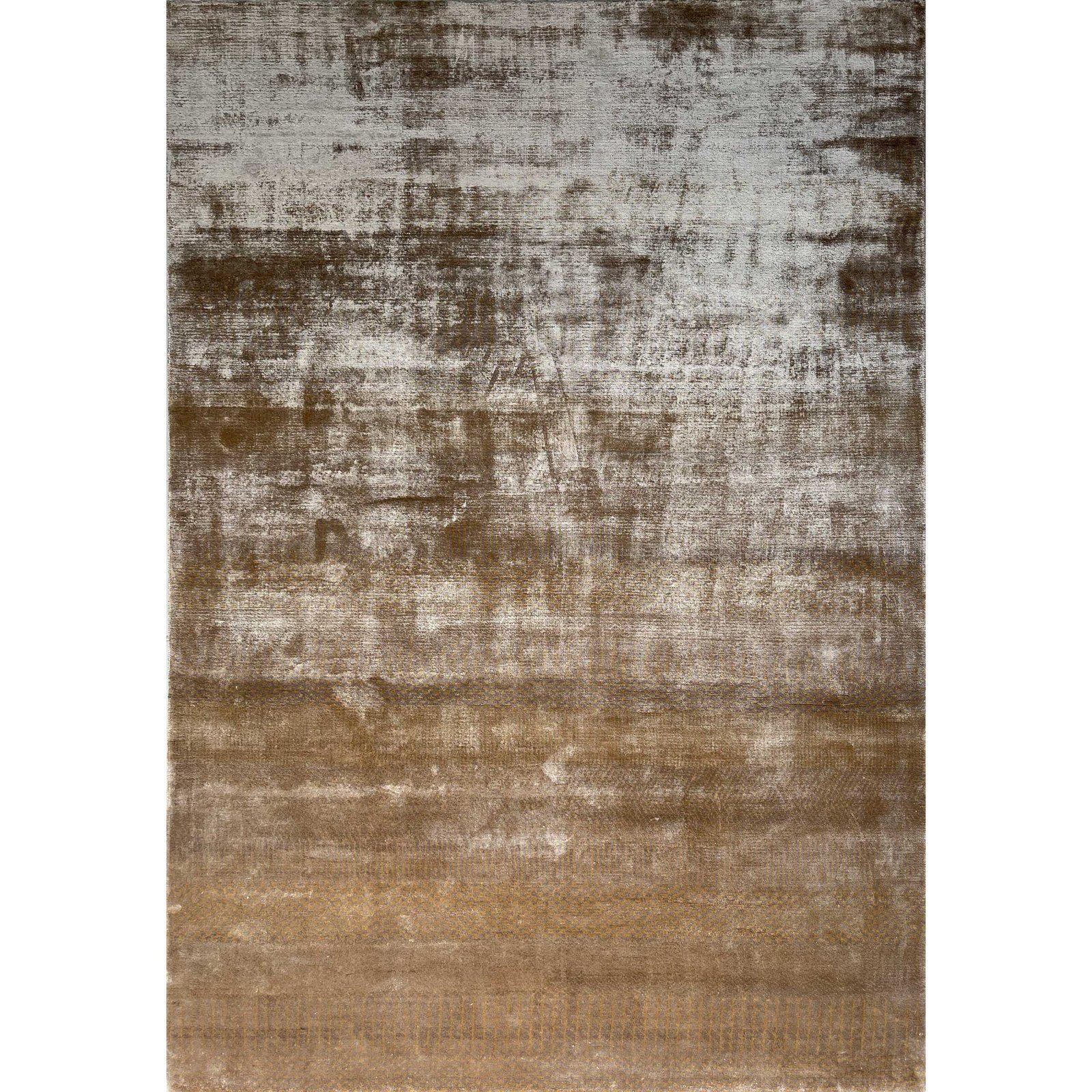 6x9 feet Hand Knotted Bamboo Silk Carpet and Beige Modern