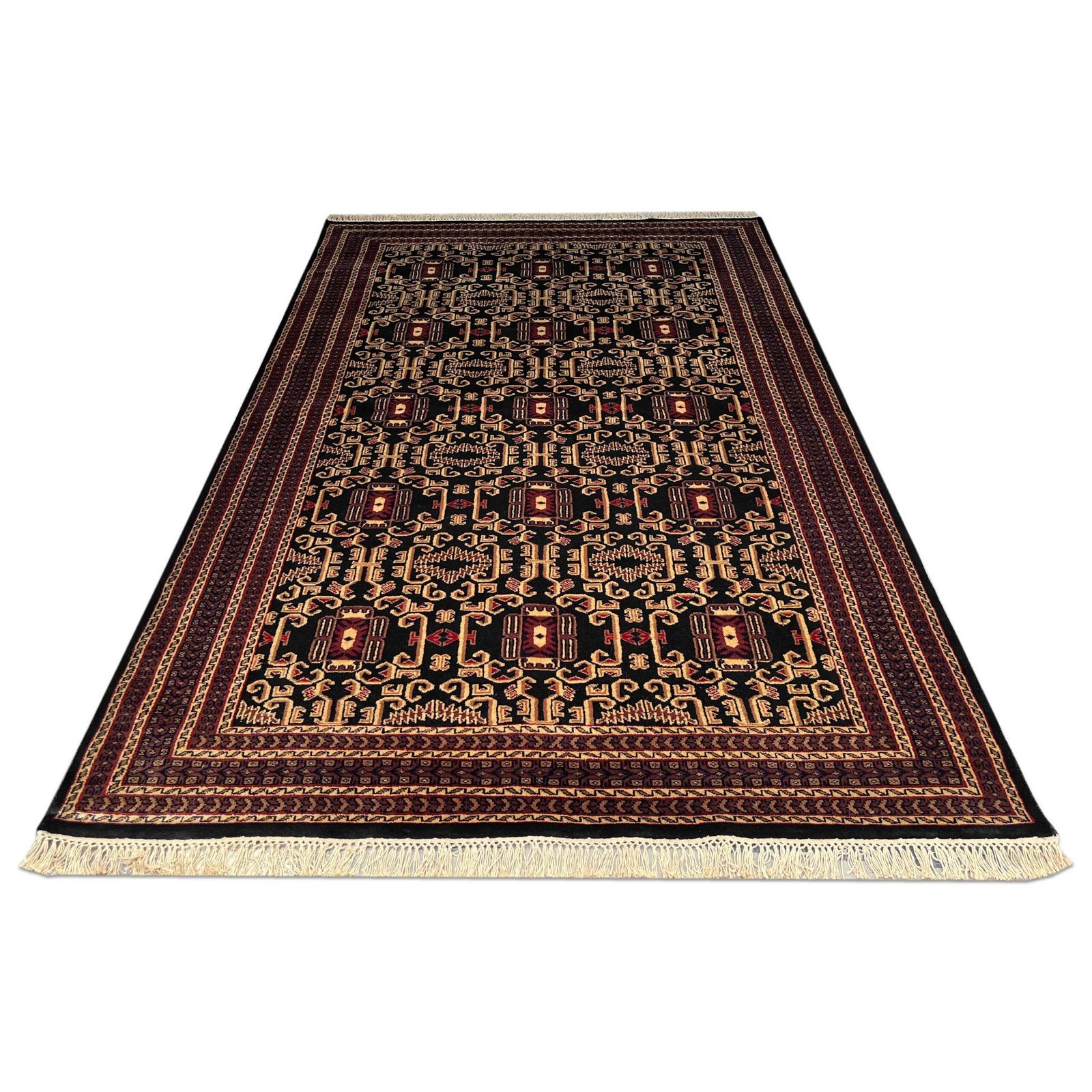 6x9 ft Hand Knotted Wool Carpet Black Palace - Image 2