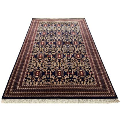 6x9 ft Hand Knotted Wool Carpet Black Palace