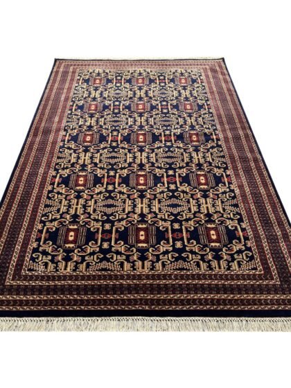 6x9 ft Hand Knotted Wool Carpet Black Palace
