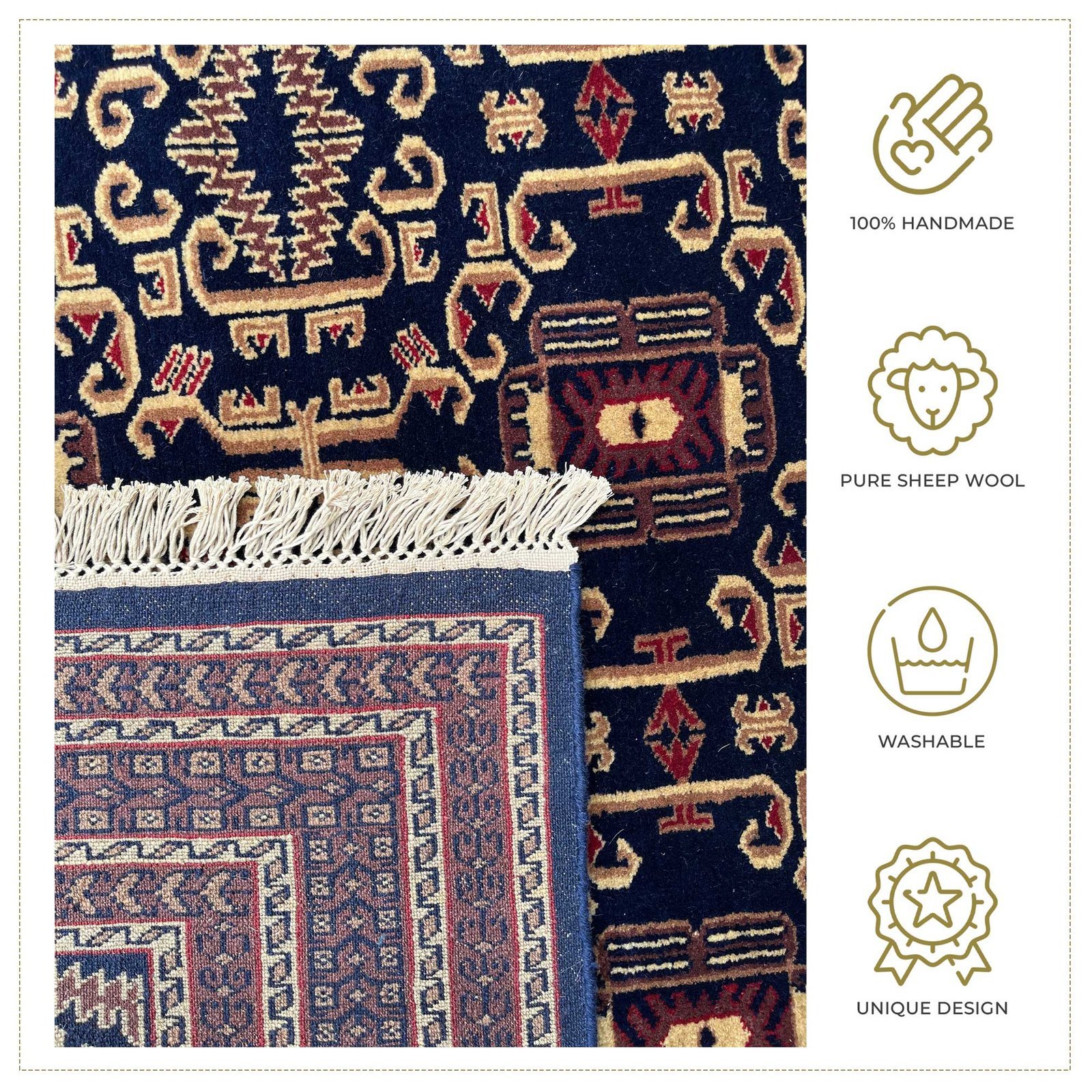 6x9 ft Hand Knotted Wool Carpet Black Palace - Image 6