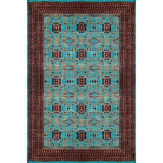 6x9 ft Hand Knotted Woolen Carpet Turquoise Palace