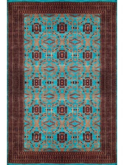 6x9 ft Hand Knotted Woolen Carpet Turquoise Palace