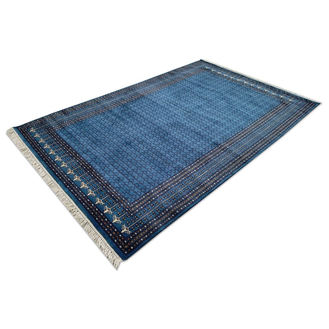 6×9 Feet Royal Grey Hand Knotted Parda Wool Carpet - Image 3