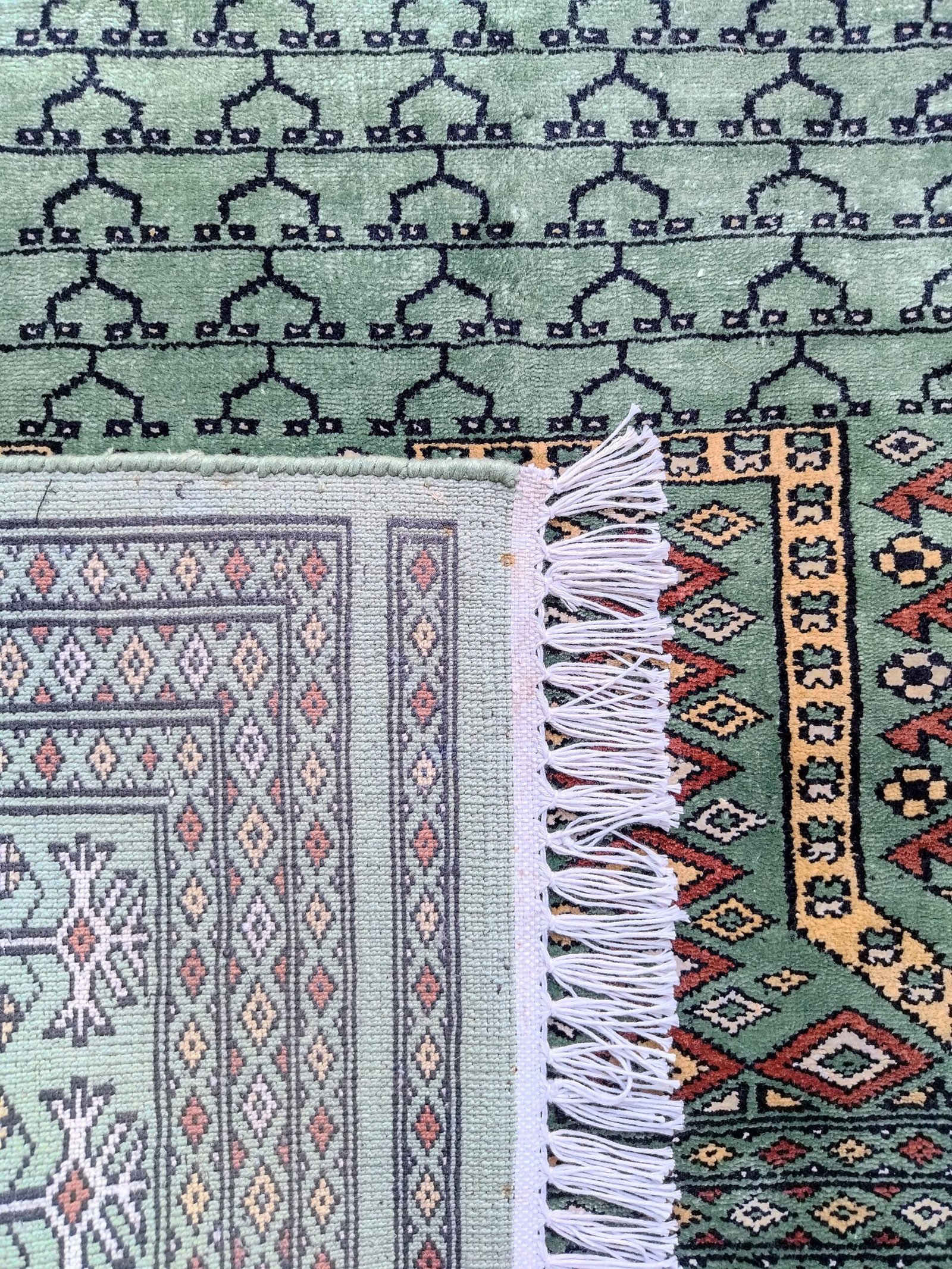 6x9 Feet Green Hand Knotted Bamboo Silk Carpet Parda - Image 3
