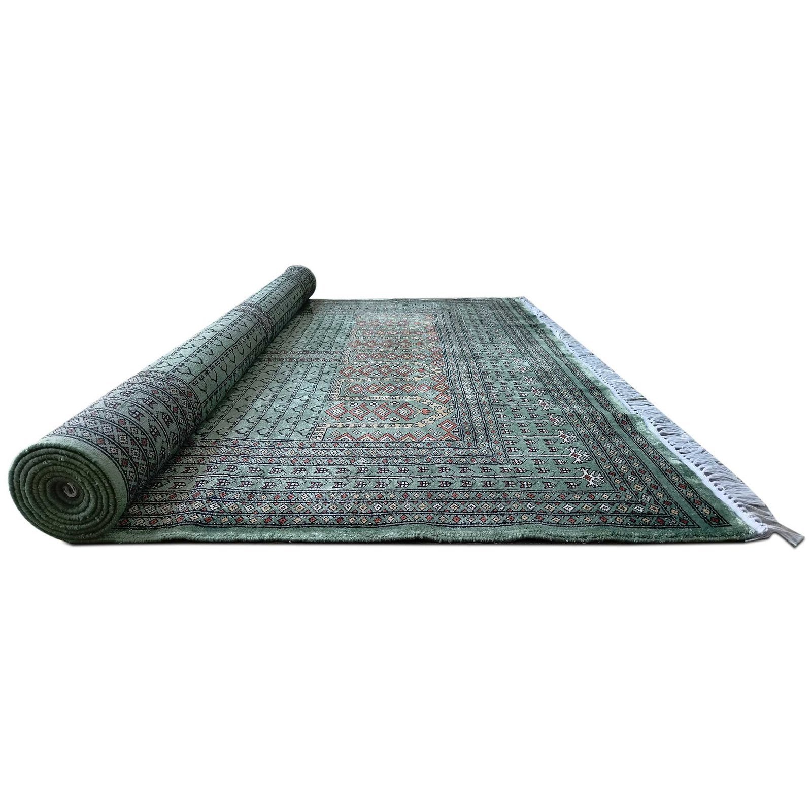 6x9 Feet Green Hand Knotted Bamboo Silk Carpet Parda - Image 7
