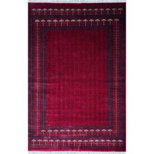 6x9 ft Hand Knotted Wool Carpet Red Parda