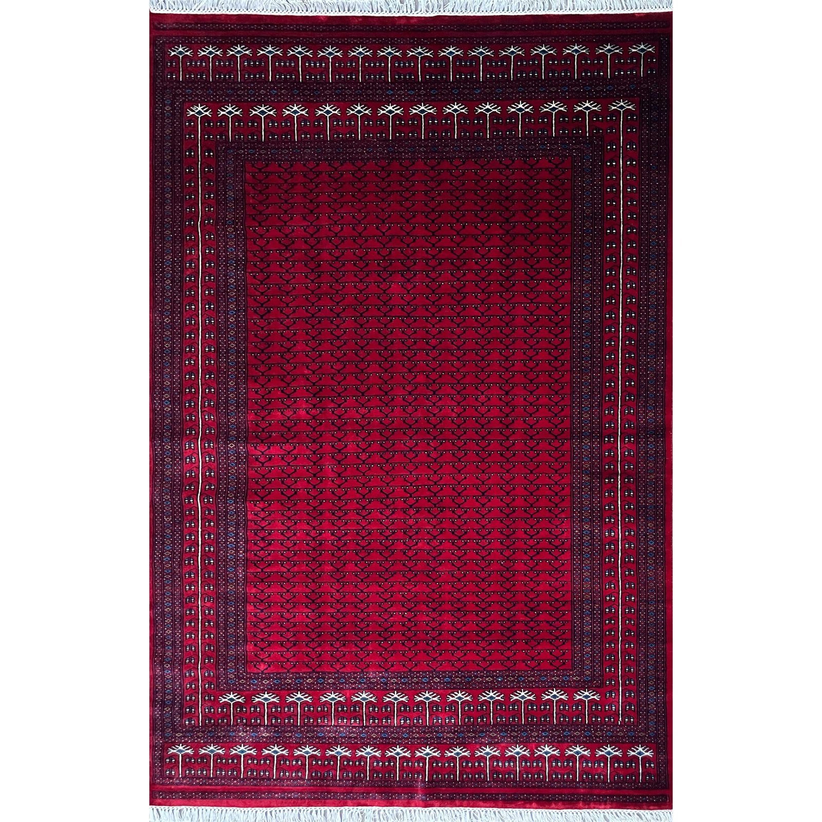 6x9 ft Hand Knotted Wool Carpet Red Parda