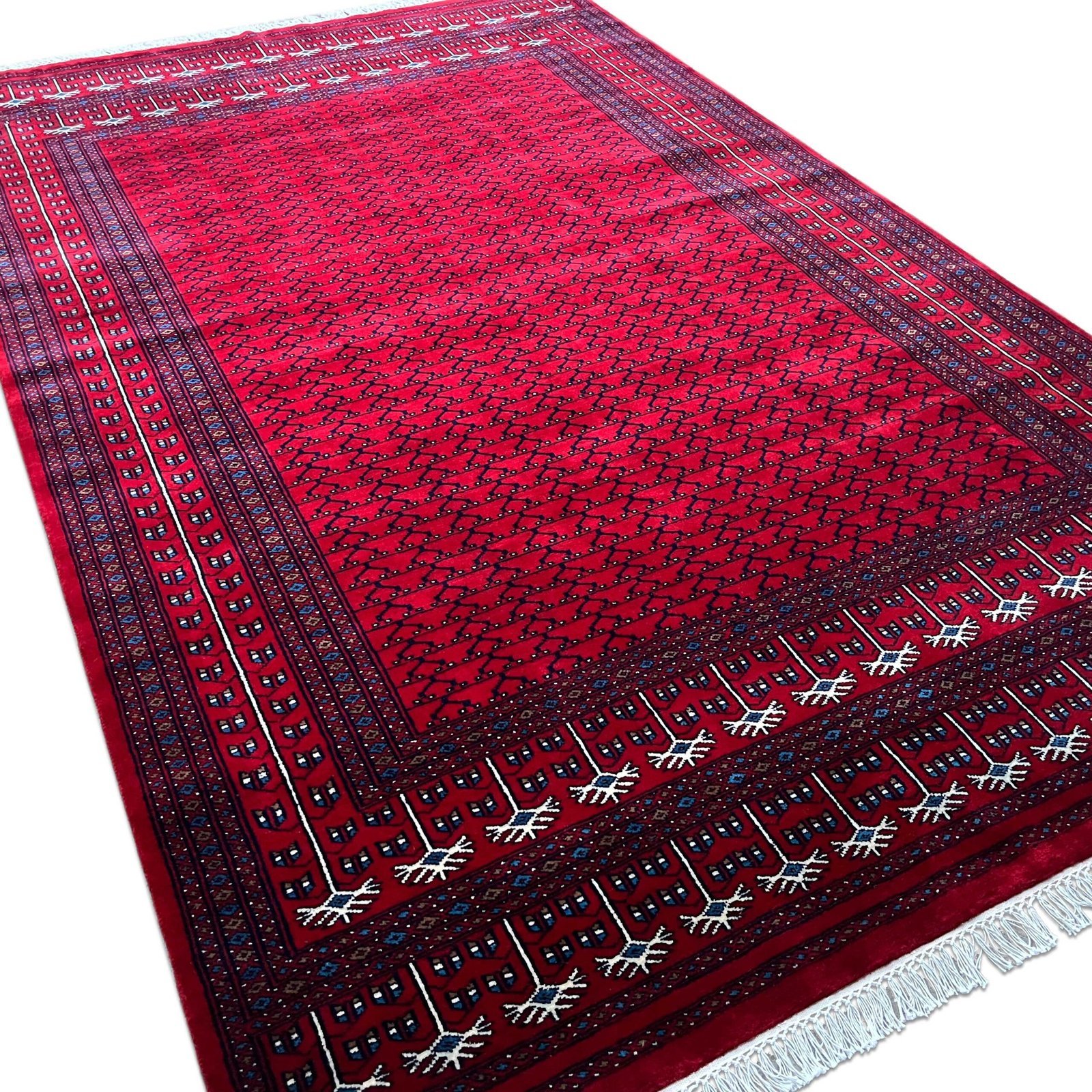 6x9 ft Hand Knotted Wool Carpet Red Parda - Image 9