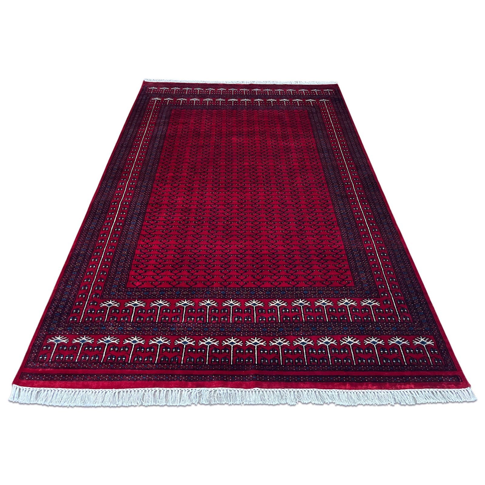 6x9 ft Hand Knotted Wool Carpet Red Parda - Image 7