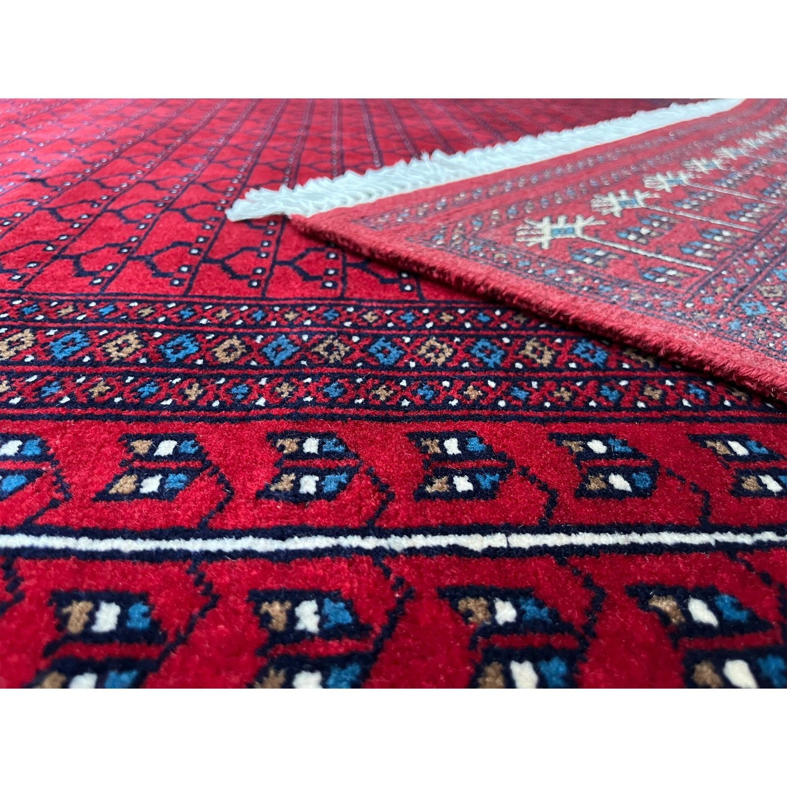 6x9 ft Hand Knotted Wool Carpet Red Parda - Image 5