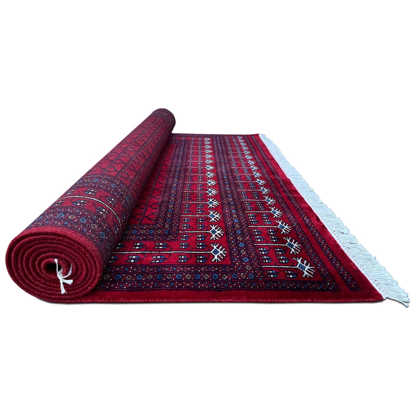 6x9 ft Hand Knotted Wool Carpet Red Parda - Image 3