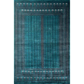 6x9 ft Hand Knotted Wool Carpet Turquoise Parda