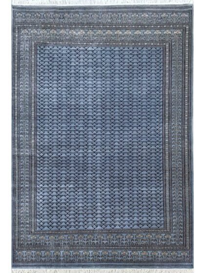 6x9 Ft Hand Knotted Royal Gray Wool Carpet Parda