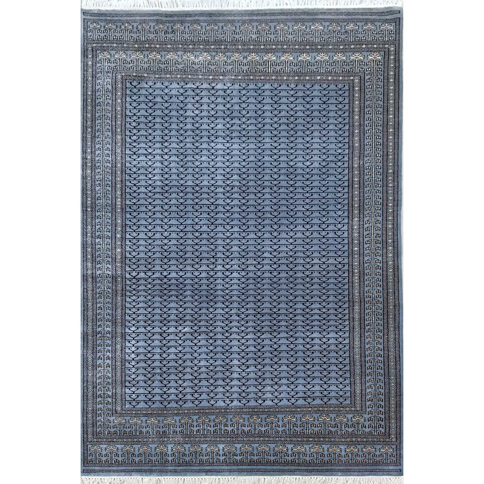6x9 Ft Hand Knotted Royal Gray Wool Carpet Parda