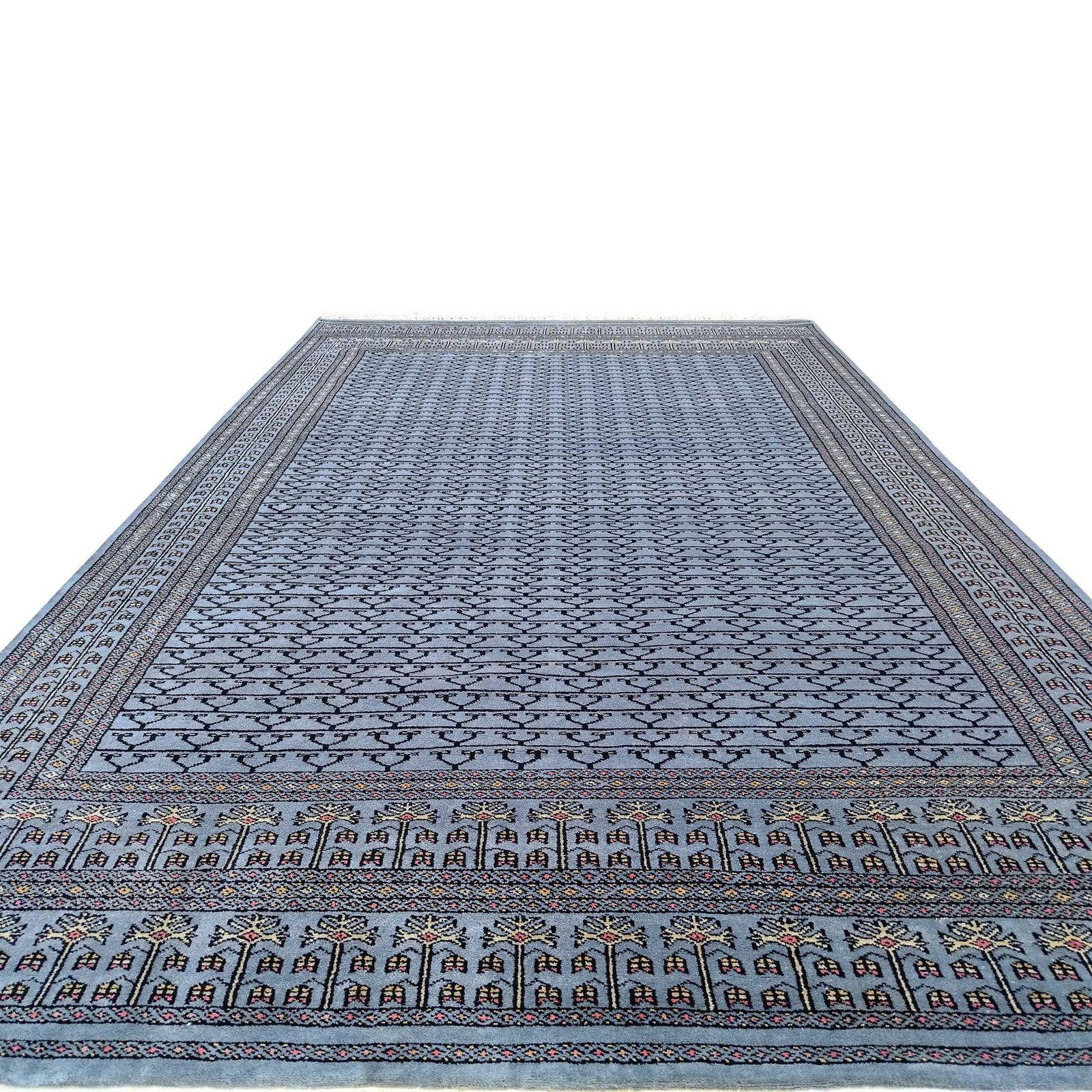 6x9 Ft Hand Knotted Royal Gray Wool Carpet Parda - Image 2