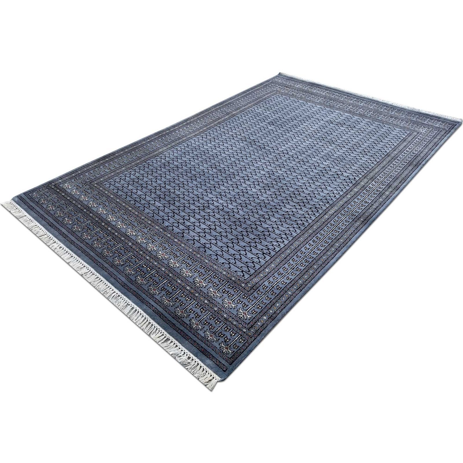 6x9 Ft Hand Knotted Royal Gray Wool Carpet Parda - Image 4