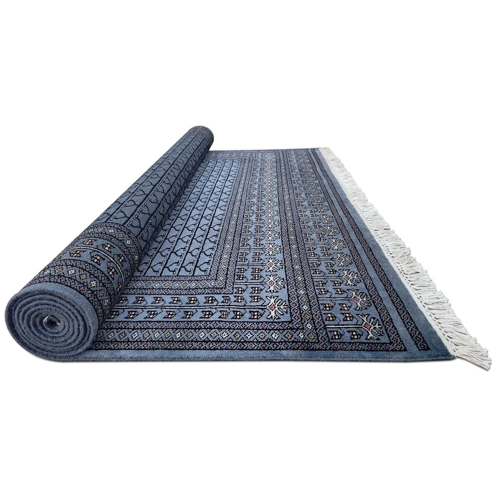 6x9 Ft Hand Knotted Royal Gray Wool Carpet Parda - Image 5