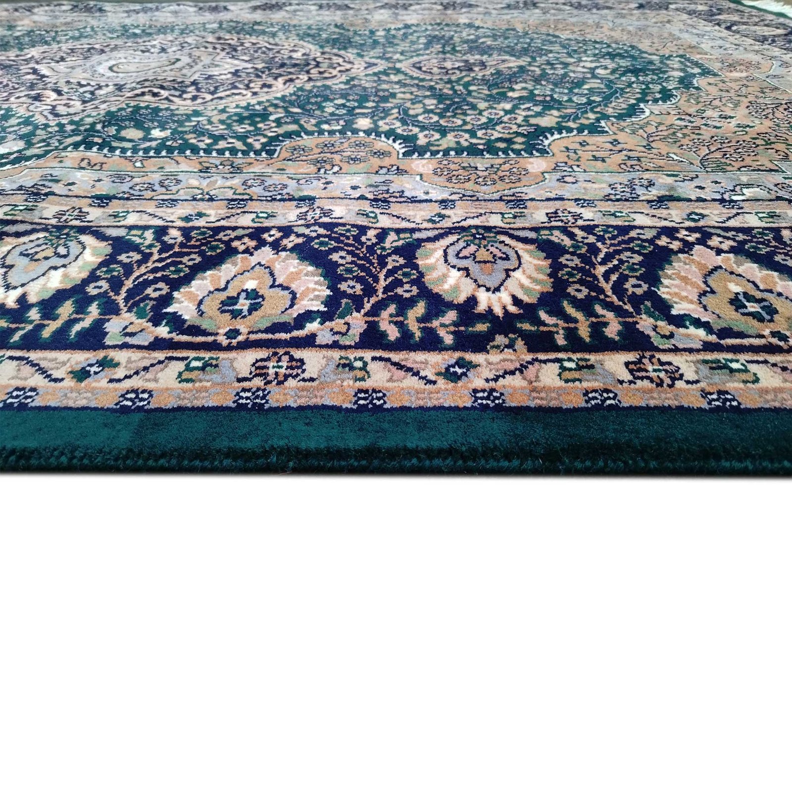 6x9 Feet Hand Knotted Wool Carpet (Deep Green) - Image 4