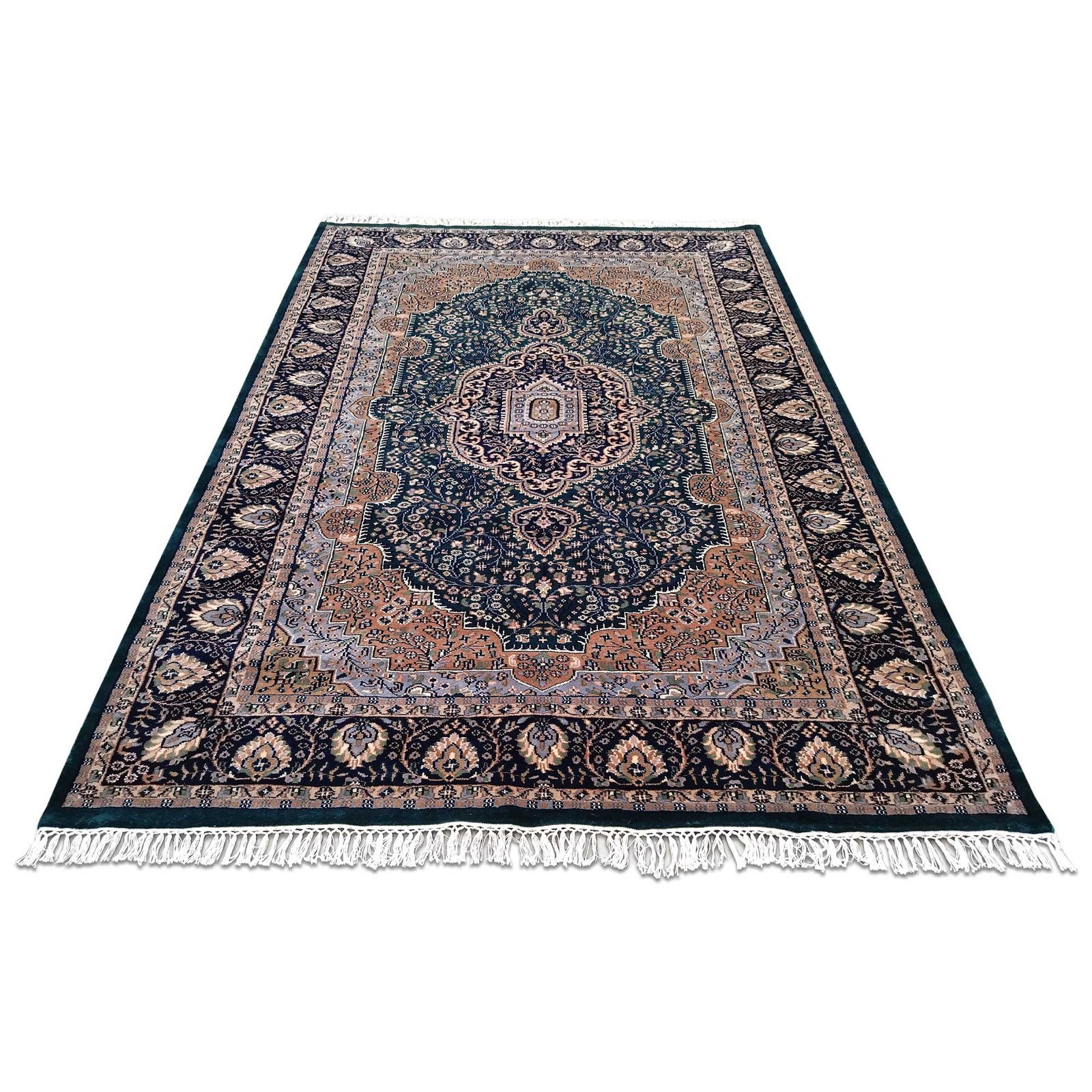 6x9 Feet Hand Knotted Wool Carpet (Deep Green) - Image 2
