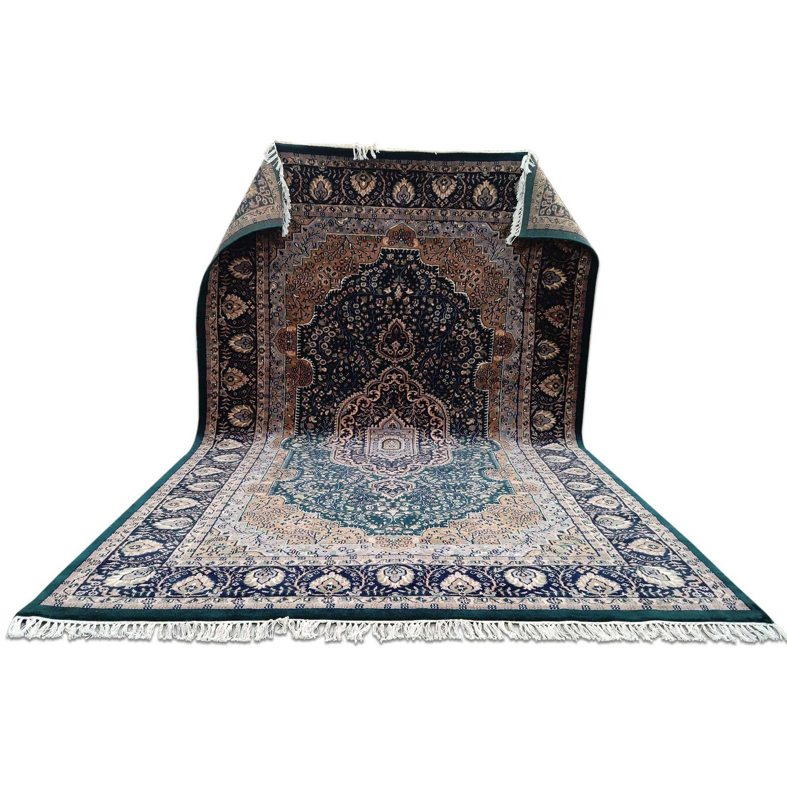 6x9 Feet Hand Knotted Wool Carpet (Deep Green) - Image 7
