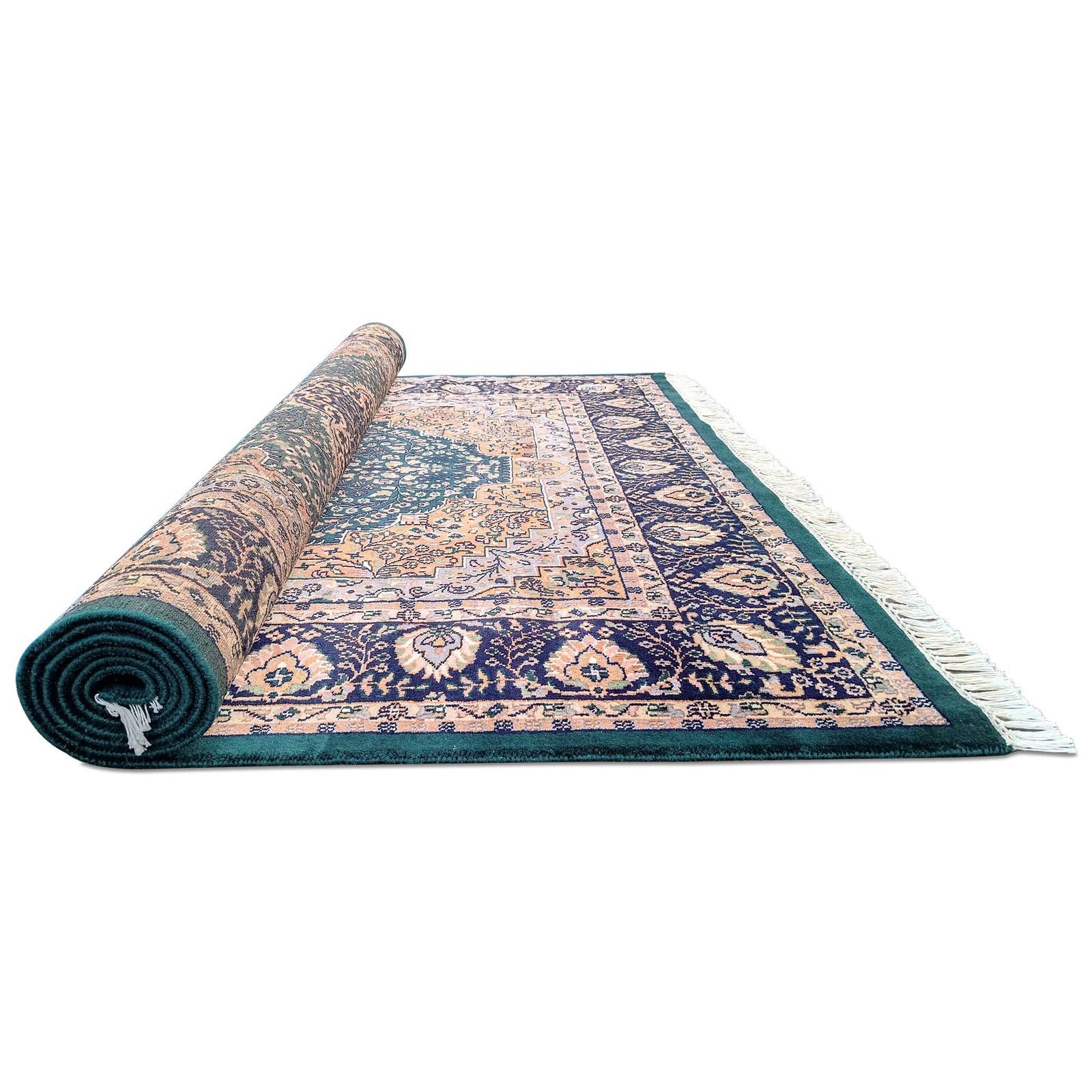 6x9 Feet Hand Knotted Wool Carpet (Deep Green) - Image 8