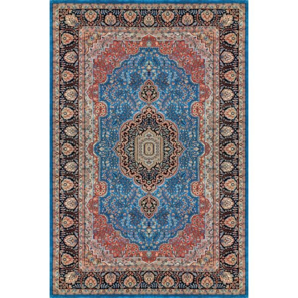6x9 ft Blue Hand Knotted Persian Wool Carpet