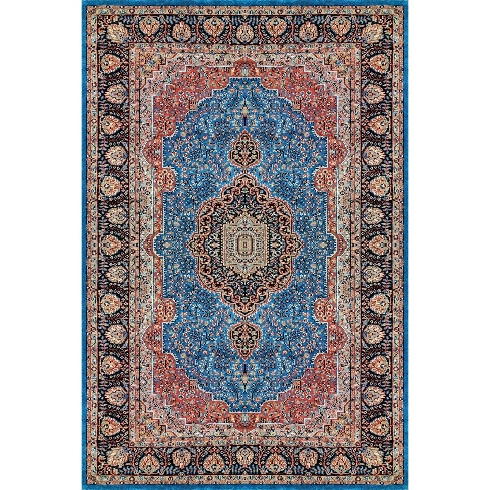 6x9 ft Blue Hand Knotted Persian Wool Carpet