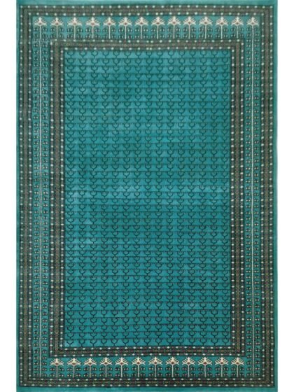 6x9 Ft Hand Knotted Wool Carpet Parda Turquoise
