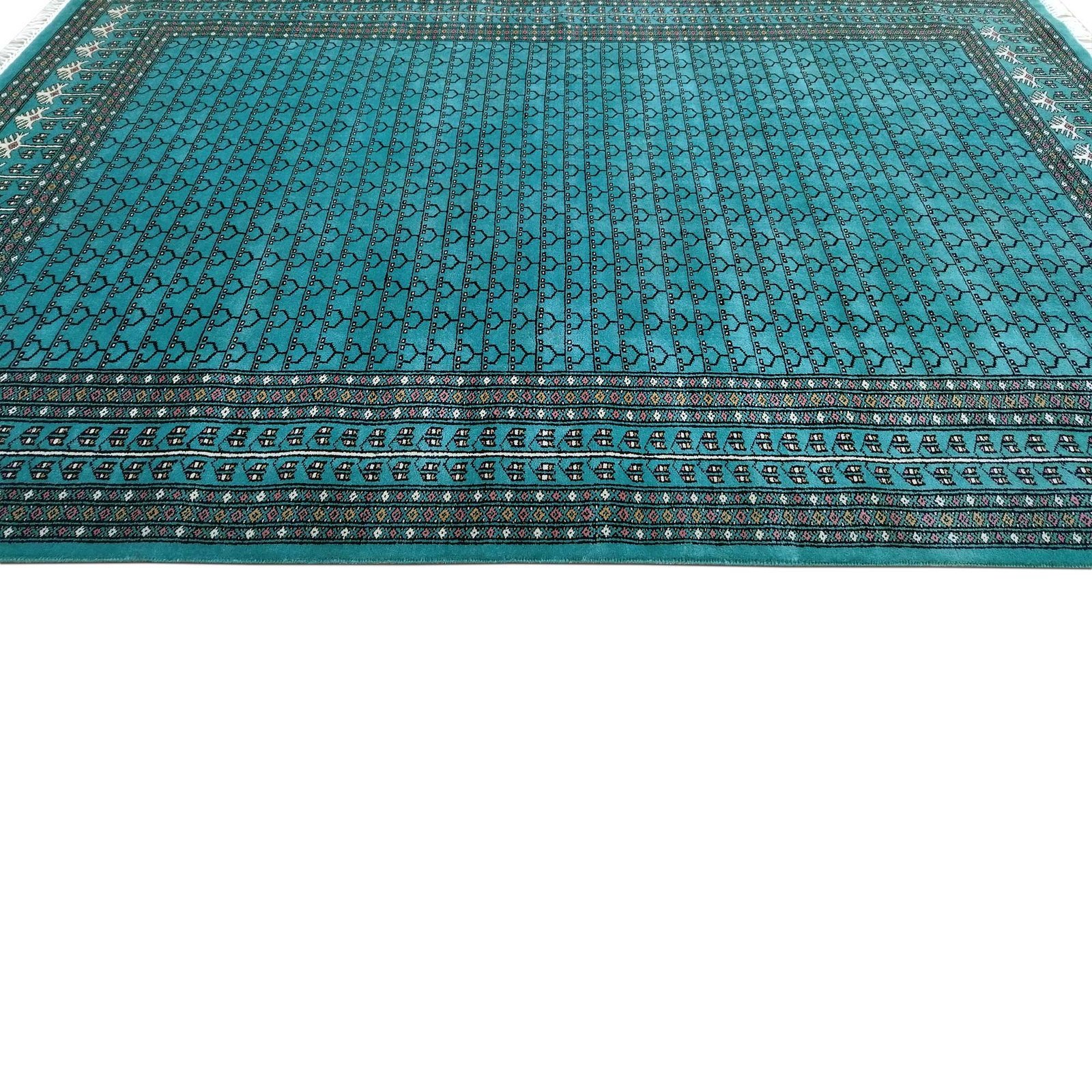 6x9 Ft Hand Knotted Wool Carpet Parda Turquoise - Image 3